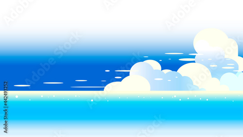 青い海と夏空の積乱雲16対9の画面