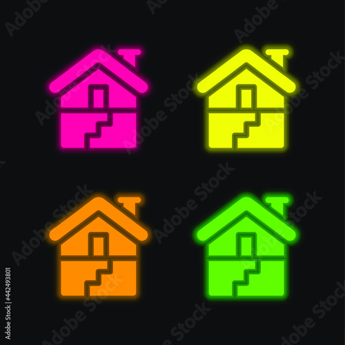 Basement four color glowing neon vector icon