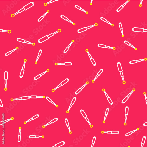 Line Telescopic baton icon isolated seamless pattern on red background. Vector