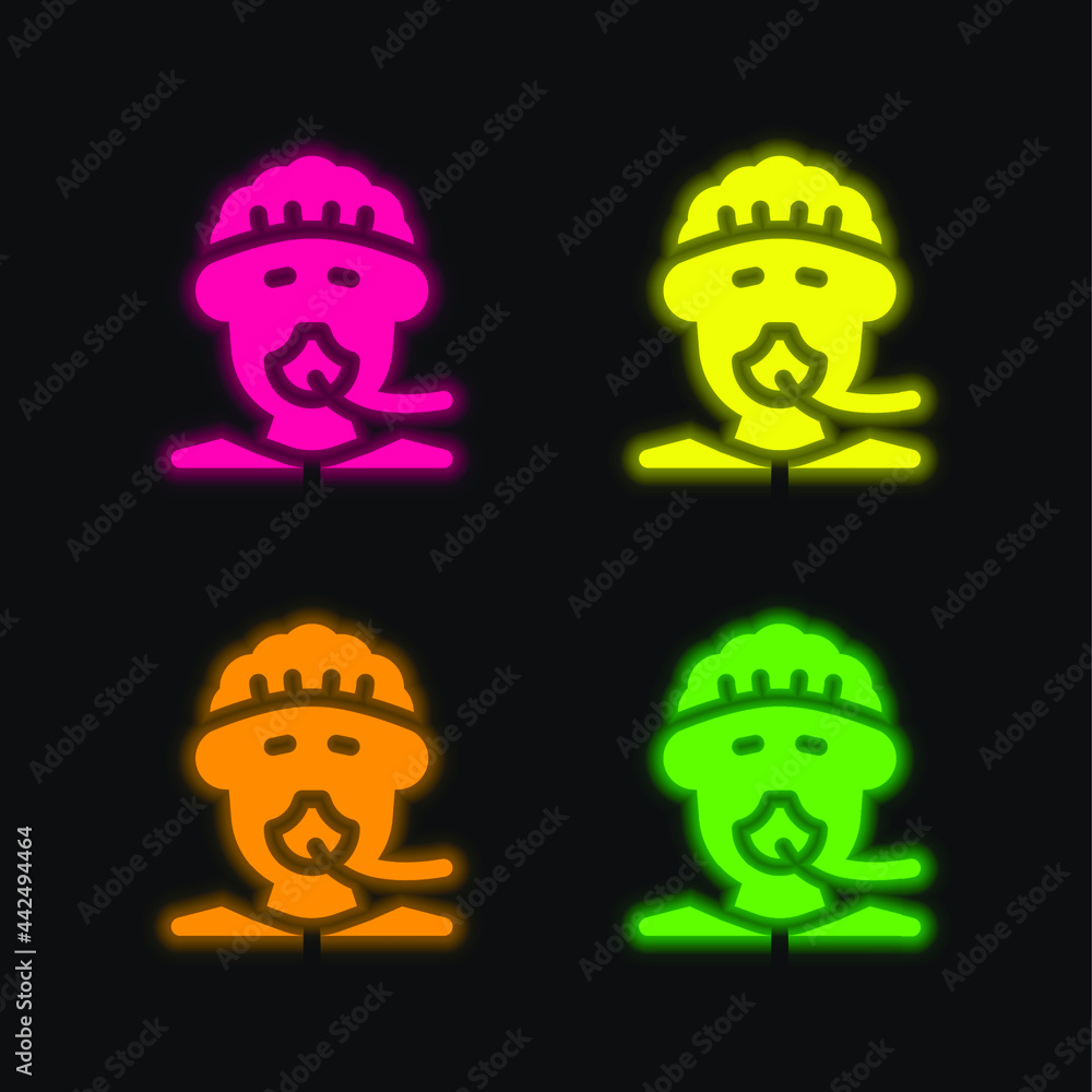 Anesthesia four color glowing neon vector icon