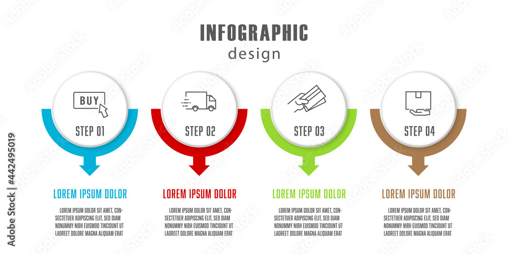 Vector illustration infographic design template with icon 4 step with cincept shopping process.