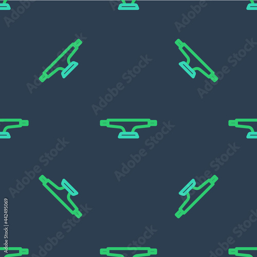 Line Skateboard wheel icon isolated seamless pattern on blue background. Skateboard suspension. Skate wheel. Vector