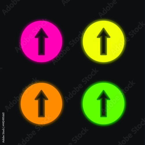 Ahead four color glowing neon vector icon