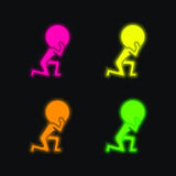 Atlas four color glowing neon vector icon