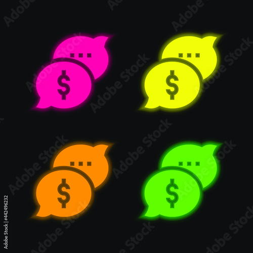 Bribery four color glowing neon vector icon