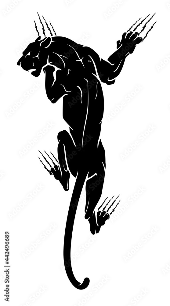 Black Panther Climbing, Silhouette Illustration Black Panther Climbing, Silhouette Illustration