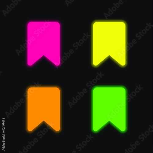 Bookmark four color glowing neon vector icon