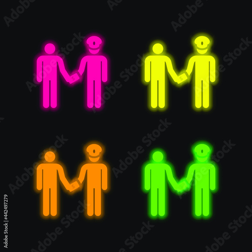 Bribery four color glowing neon vector icon