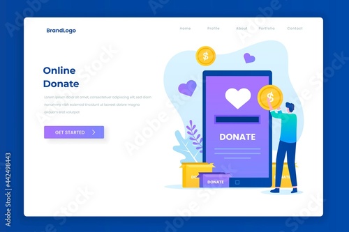 Charity donation illustration landing page concept. Illustration for websites, landing pages, mobile applications, posters and banners.