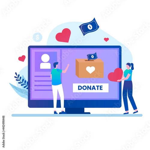 Online donate illustration design concept. Illustration for websites, landing pages, mobile applications, posters and banners.
