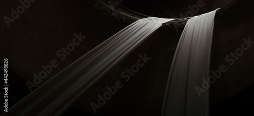 fabric stripes in church with round roof