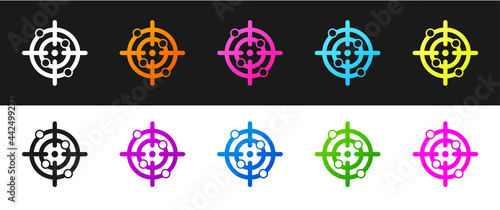 Set Target sport icon isolated on black and white background. Clean target with numbers for shooting range or shooting. Vector