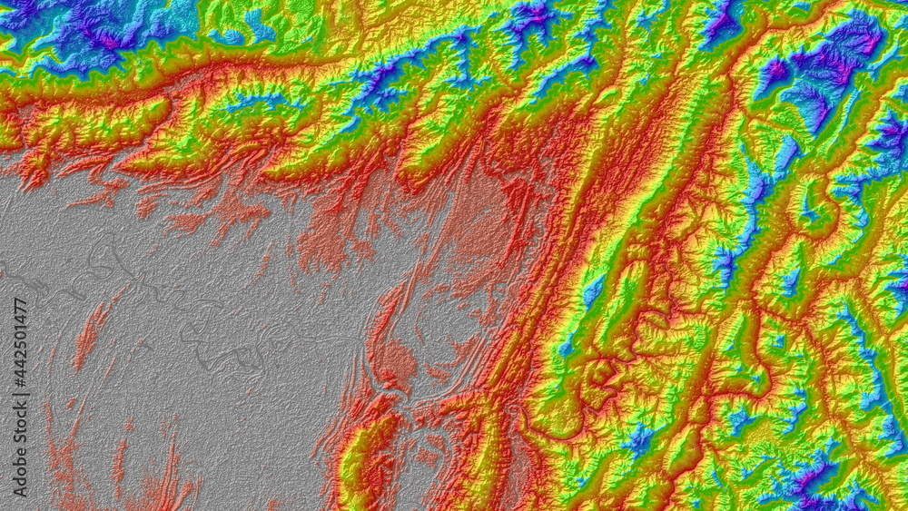 Colorful Digital Elevation Model in North of Myanmar