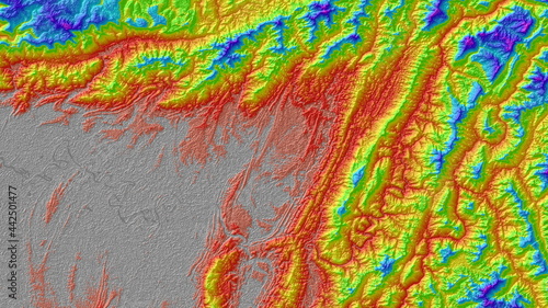 Colorful Digital Elevation Model in North of Myanmar