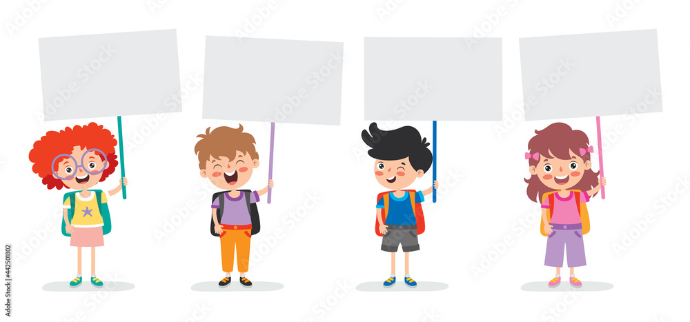 Funny Children Holding Placard