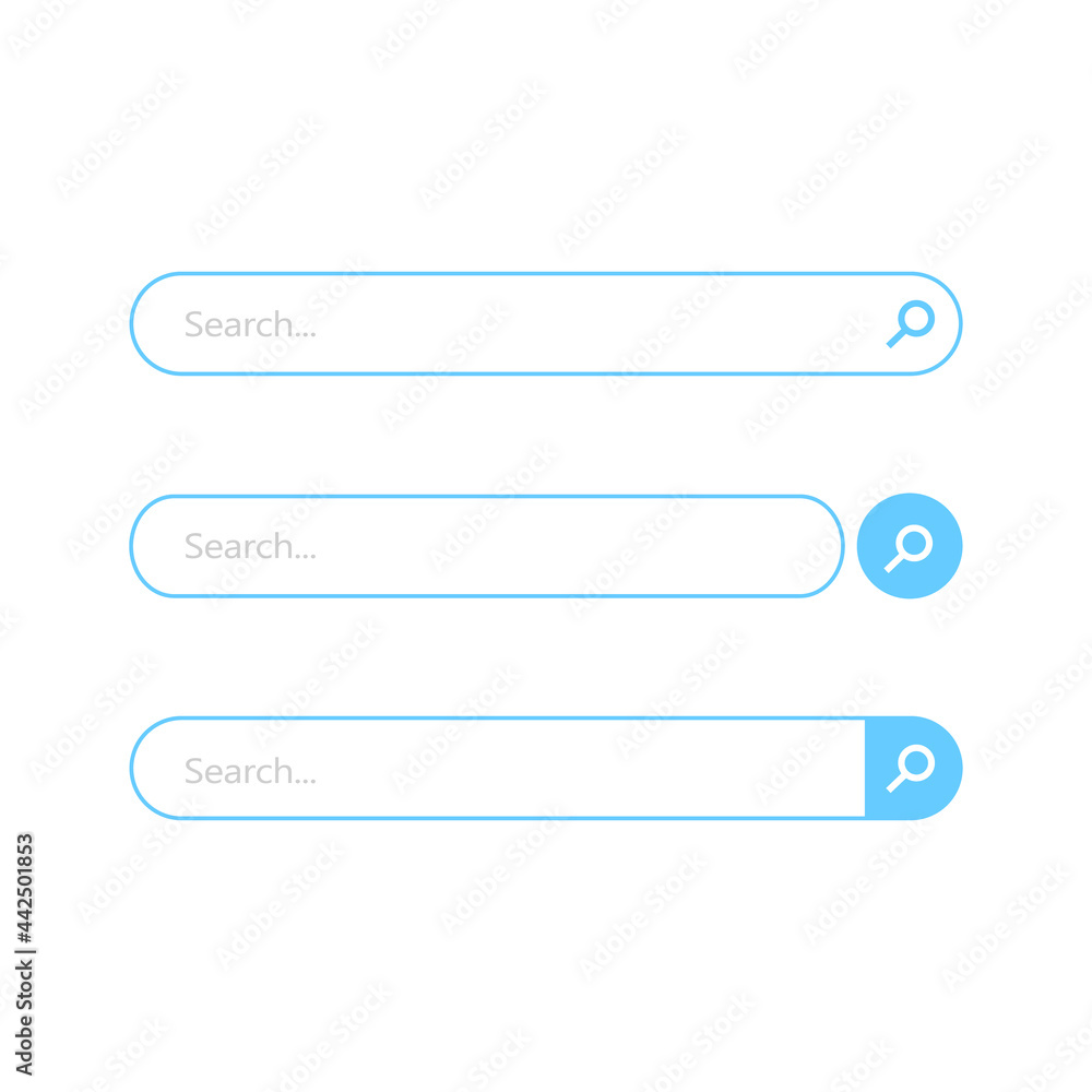 Search bar vector design element. Set of search bar boxes. UI interface template isolated on white background Search bar vector design element. Set of search bar boxes. UI interface template isolated on white background