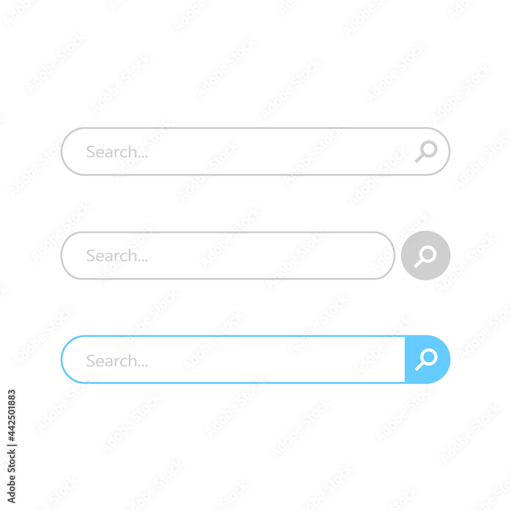 Search bar vector design element. Set of search bar boxes. UI interface template isolated on white background Search bar vector design element. Set of search bar boxes. UI interface template isolated on white background