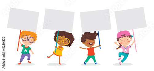 Funny Children Holding Placard