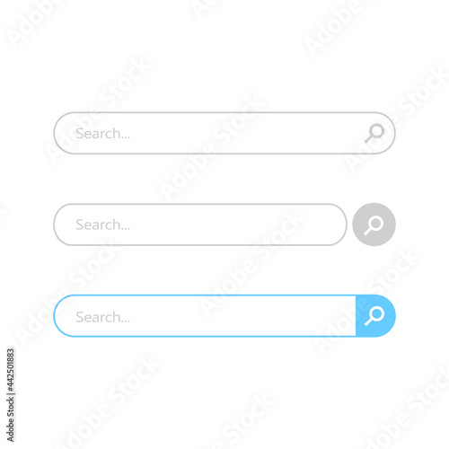 Search bar vector design element. Set of search bar boxes. UI interface template isolated on white background