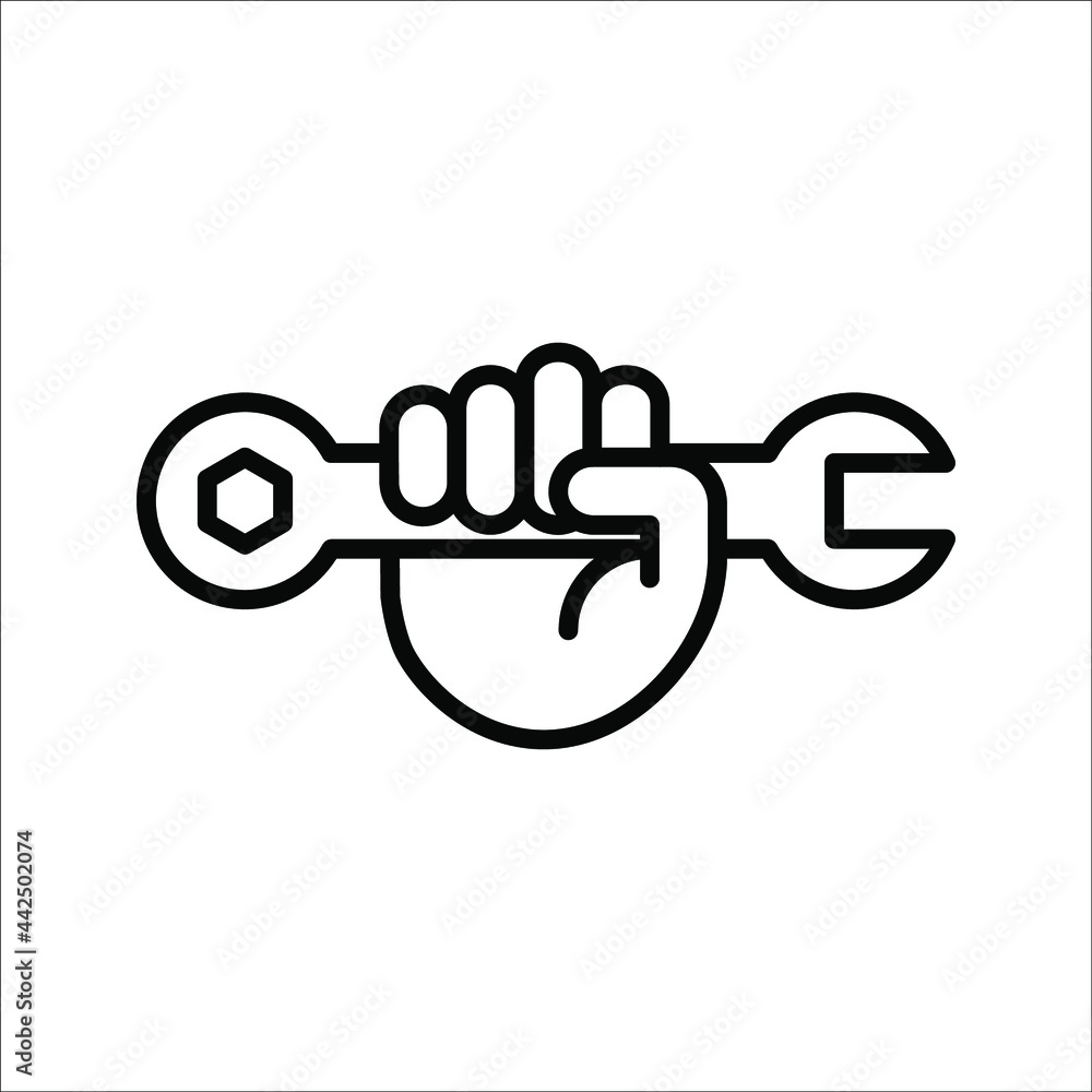 Wrench in hand icon. wrench in hand vector icon for web design isolated on white background. color editable eps 10