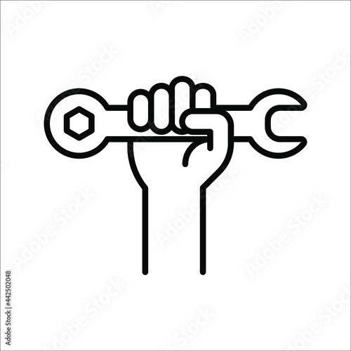 Wrench in hand icon. wrench in hand vector icon for web design isolated on white background. color editable eps 10