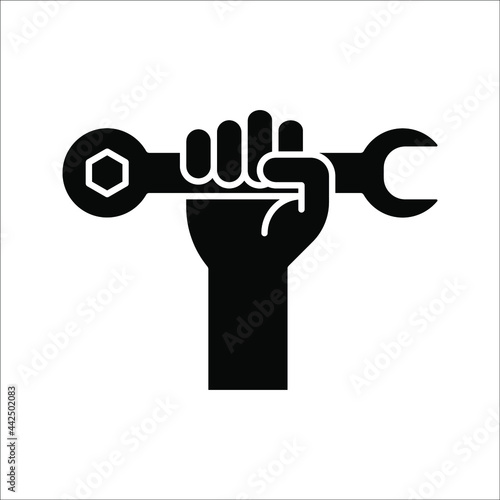 Wrench in hand icon. wrench in hand vector icon for web design isolated on white background. color editable eps 10