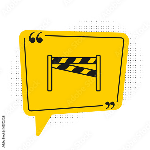 Black Crime scene icon isolated on white background. Yellow speech bubble symbol. Vector