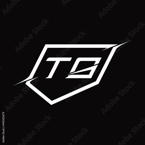 TG Logo monogram letter with shield and slice style design