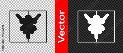 Black Rorschach test icon isolated on transparent background. Psycho diagnostic inkblot test Rorschach. Vector