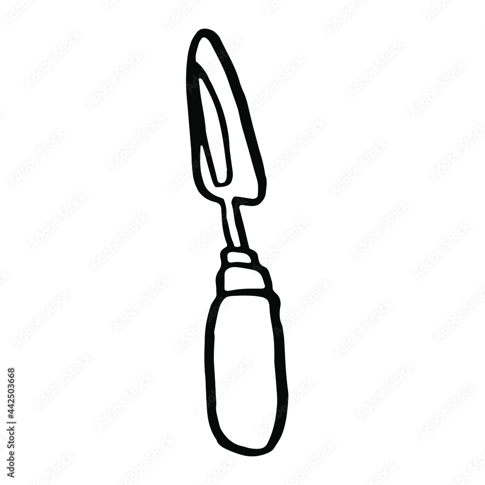 Doodle palette knife.Line art hand drawn vector element. Doodle palette knife.Line art hand drawn vector element.