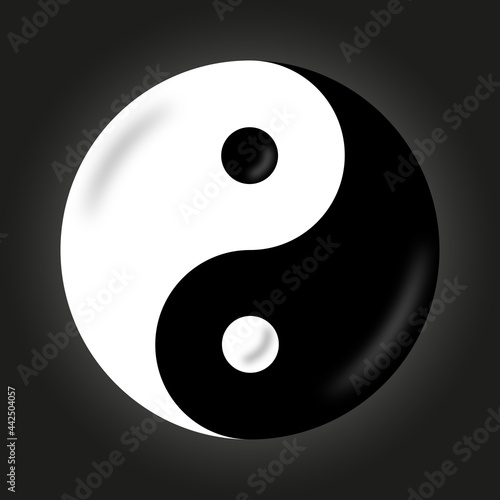 Yin yang symbol on black background for decoration
