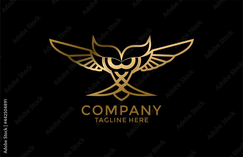 Elegant Golden Owl Logo Elegant Golden Owl Logo