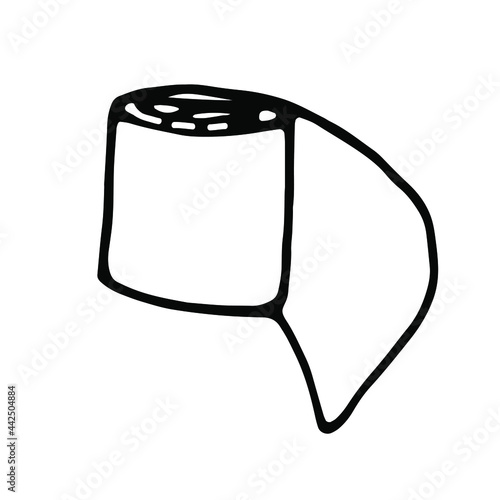 Doodle toilet paper. Camping hand drawn line art.