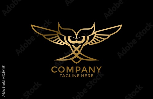 Elegant Golden Owl Logo 