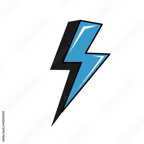 Vector electric lightning bolt logo isolated on white background for electric power symbol, poster, t-shirt. Thunder icon. Storm pictogram. Flash light sign.