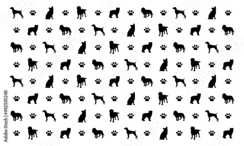 dog and paw seamless vector pattern