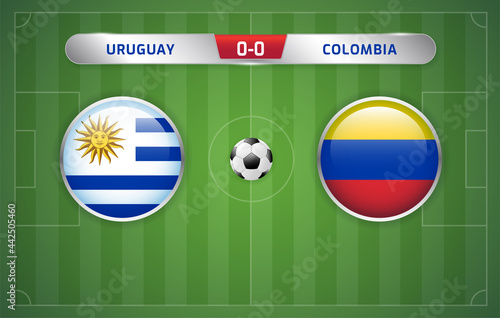 Uruguay vs Colombia scoreboard broadcast sport soccer south america's tournament 2021 and football championship Round Quarter-finals