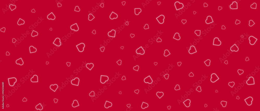 Abstract hearts shape on red background
