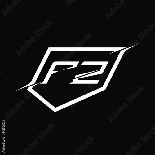 FZ Logo monogram letter with shield and slice style design photo