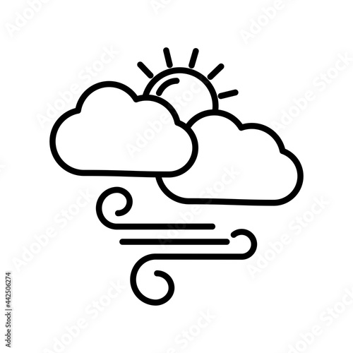 Sun gale Outline Vector Icon Design