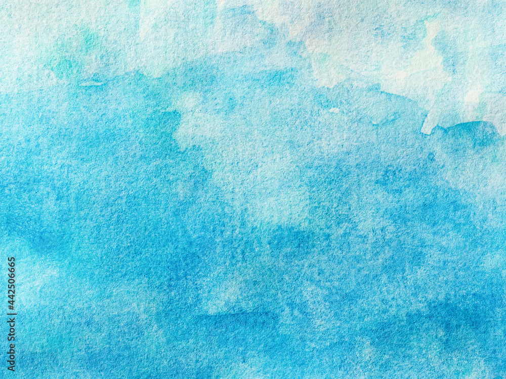 Pastel blue watercolor background. Abstract watercolor blue and turquoise gradient background with copy space for design