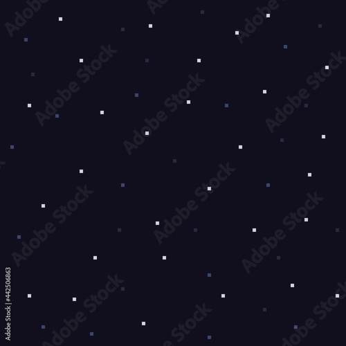 Starry space background. Space pixel art. For game, web. Seamless background. © Sudakarn
