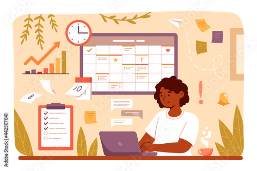 Woman planning day, scheduling appointments