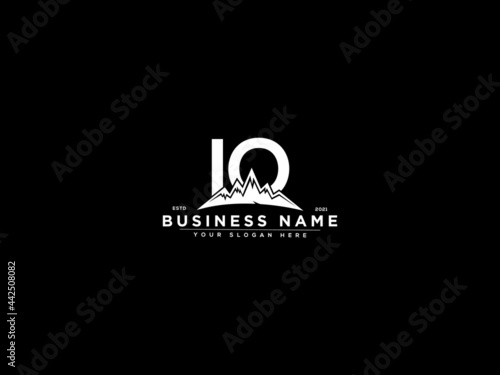 Letter IO Logo, mountain io logo icon vector for river forest hill landscape silhouette image design