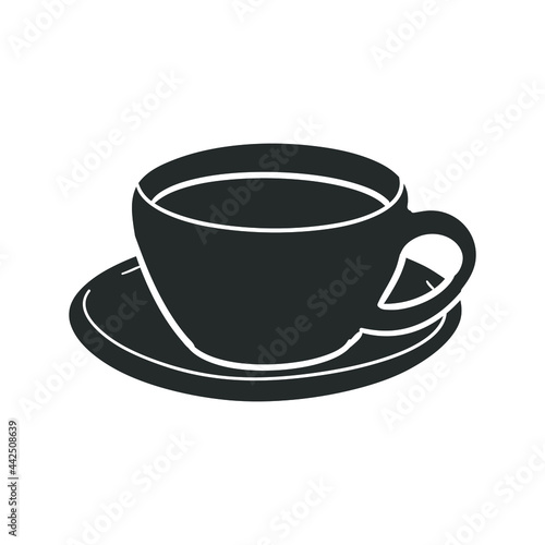 Cup Icon Silhouette Illustration. Coffee Tea Vector Graphic Pictogram Symbol Clip Art. Doodle Sketch Black Sign.