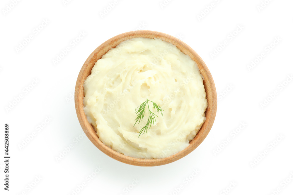 Bowl of mashed potatoes isolated on white background Bowl of mashed potatoes isolated on white background