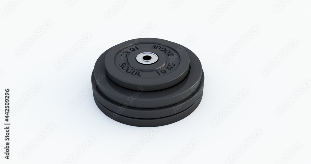 Weight for sport isolated on white background, Gym equipment, 3D render Weight for sport isolated on white background, Gym equipment, 3D render