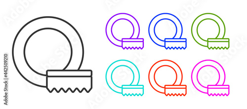Black line Washing dishes icon isolated on white background. Cleaning dishes icon. Dishwasher sign. Clean tableware sign. Set icons colorful. Vector
