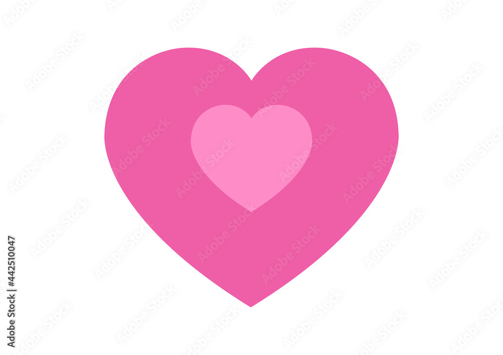 Two centred pink hearts in contrasting colours against a white background. Two centred pink hearts in contrasting colours against a white background.