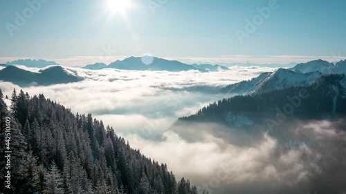 Moving clouds in alps photo